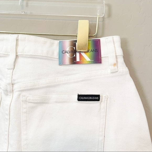 Calvin Klein Women's PRIDE Rainbow High Rise Mini Skirt Denim White 29 NWT - Picture 10 of 10